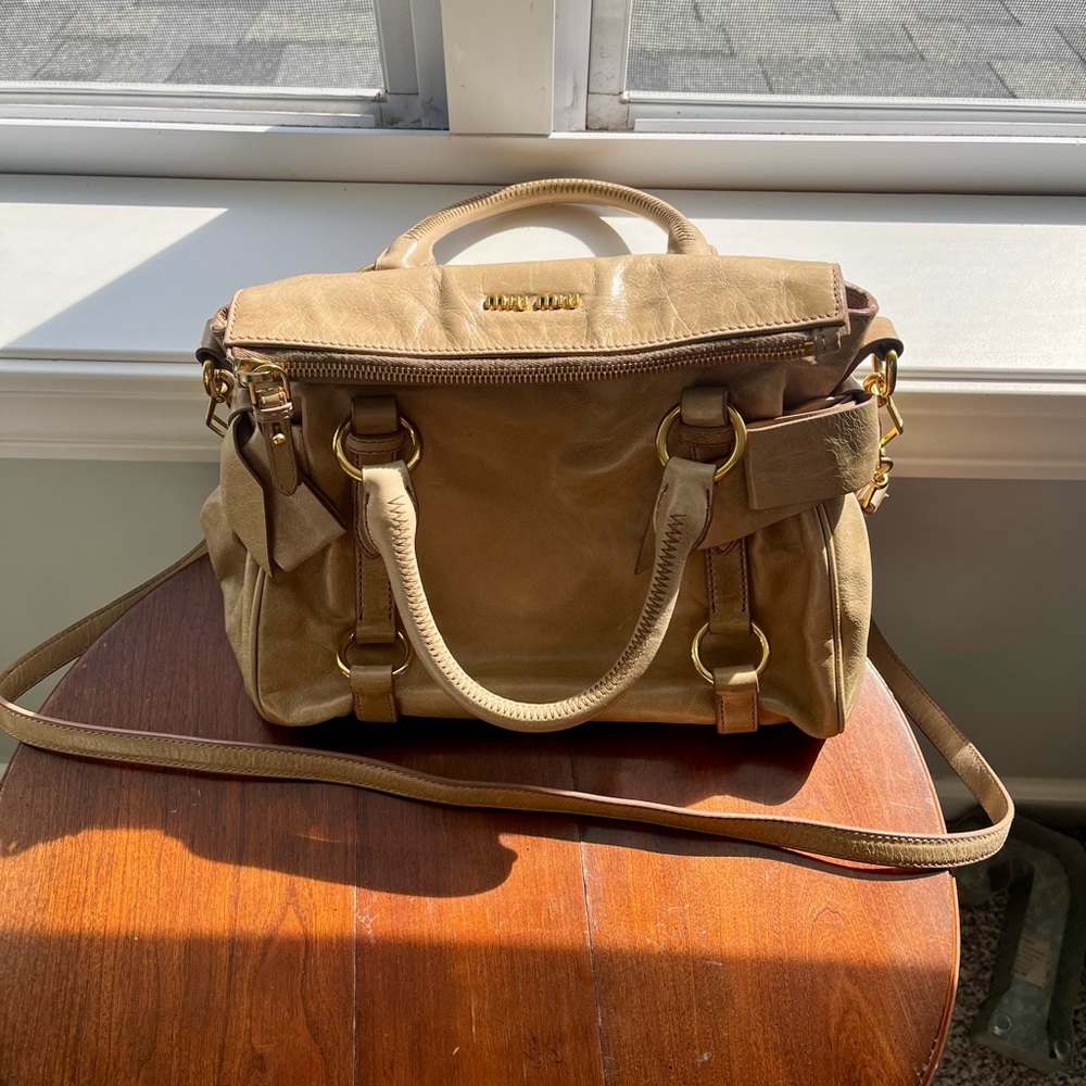 Miu Miu Vitello Lux Bow Satchel